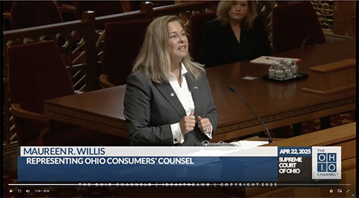 Maureen R. Willis representing Ohio Consumers' Counsel before the Supreme Court of Ohio April 22nd 2025
